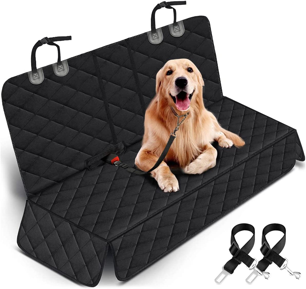 Dog Car Seat Cover - Waterproof Back Seat Protector for Pets, Non-Slip Design Compatible with Most Vehicles - Black
