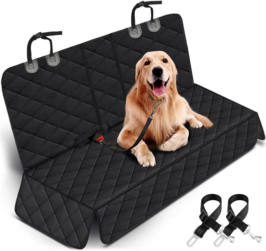 Dog Car Seat Cover - Waterproof Back Seat Protector for Pets, Non-Slip Design Compatible with Most Vehicles - Black